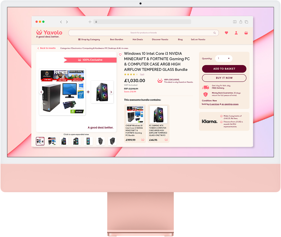 Yavolo product page on browser.