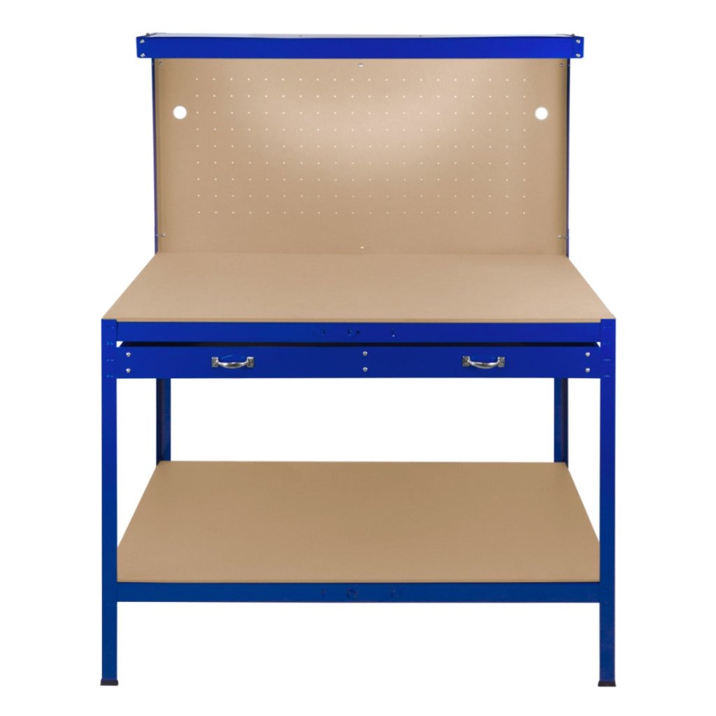 Heavy Duty Steel Workbench with Pegboard & LED Light - 370kg Capacity ...
