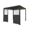 Anthracite Aluminium Pergola With LED Lights & 2 x Shutter Panels - 3m x 3m