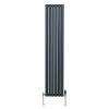 Oval Column Radiator 1800mm x 360mm & TRV Chrome Valves Designer Double Panel Central Heating Heater Anthracite Grey Steel Vertical Kitchen Living Room FREE Cleaning Brush Fixing Kit & Brackets