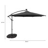 LED Cantilever Parasol 3m With Full Fan Base - Grey