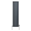 Oval Column Radiator 1600mm x 360mm & TRV Chrome Valves Modern Designer Double Panel Central Heating Heater Anthracite Grey Steel Vertical Kitchen Living Room FREE Cleaning Brush Fixing Kit & Brackets