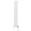 Oval Column Radiator 1800mm x 240mm & TRV Chrome Valves Modern Designer Double Panel Central Heating Heater White Steel Vertical Kitchen Living Room FREE Cleaning Brush Fixing Kit & Brackets