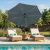 LED Tilt Parasol 2.7m With Tilt Base - Grey