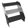 Metal Staircase Additional 1 Step Adjustable Height 60cm / 600mm Wide Galvanised Steel Silver Steps Weatherproof Grate Outdoor Garden Patio Modular Stairs 5mm Rod Thickness FREE Fixing Kit