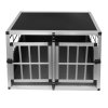Pet Car Transport Crate Cage Aluminium Travel Box Trapezoidal Dog Cat Puppy Carrier Estate Vehicle 1 Door 50 x 54 x 69cm | FREE Plastic Washable Mat