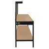 Garage Workbench Black Pegboard Drawer Shelves LED Light Heavy Duty Steel Wooden Workshop Industrial Shed DIY Work Table Desk Tool Storage Station Unit 370kg Total Capacity 40 Hooks Rubber Mallet