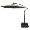 Beige 3m LED Cantilever Parasol With Plain Base