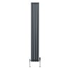 Oval Column Radiator 1800mm x 240mm & TRV Chrome Valves Modern Designer Double Panel Central Heating Heater Anthracite Grey Steel Vertical Kitchen Living Room FREE Cleaning Brush Fixing Kit & Brackets