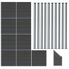Composite Fence Panels, Angled Piece & LED Posts 6ft x 54.5ft - Grey
