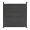 Composite Fence Panels, Angled Piece & LED Posts 6ft x 25ft - Grey
