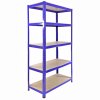 T-Rax Pack of 3 Garage Shelving Units - 5 Tier Heavy Duty Rack for Storage Steel Utility Shelves | Metal & MDF Boltless Racking Assembly System | 4200KG Capacity | 280KG Per Shelf, Blue