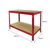 Workbench Garage Table Metal Storage Shelving DIY Tools Heavy Duty Work Bench Workshop Shed / 2 Shelves 90cm x 100cm x 60cm / Red