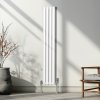 Oval Column Radiator 1600mm x 240mm Modern Designer Double Panel Central Heating Heater Gloss White Carbon Steel Vertical Kitchen Living Room Bathroom FREE Cleaning Brush Fixing Kit & Brackets