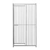 Dog Run Panels With Door Galvanised Steel Kennel Heavy Duty Walk In Animal Enclosure Pen Fence Playpen Outdoor Support Bar 5cm Bar Spacing 1.84m x 1m Modular FREE Ground Fixing Brackets & Fixing Kit