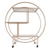 Bar Cart Drinks Trolley Halo Serving Table On Caster Wheels Rose Gold Storage Shelving, 3 Shelves, Art Deco, 30's Styles, Furniture, Vintage, Side-table, Tea Party, Modern