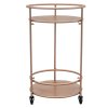 Bar Cart Trolley Drinks Serving Table On Wheels Rose Gold Round Storage, Art Deco, 30's Style, Cocktail Tea Party, Furniture, Side-table, Modern, Vintage, 2 Shelves
