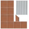 Composite Fence Panels, Angled Piece & LED Posts 6ft x 60ft - Brown
