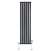 Flat Single Column Radiator & Valves - 1600mm x 420mm - Anthracite Grey
