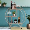 Bar Cart Drinks Trolley Halo Serving Table On Caster Wheels Rose Gold Storage Shelving, 3 Shelves, Art Deco, 30's Styles, Furniture, Vintage, Side-table, Tea Party, Modern