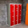 MonsterShop 3 x Metal Lockers, 4 Door Storage, Blue & Grey Metal Lockable Unit, School Staff Gym Changing Room