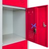 MonsterShop 3 x Metal Lockers, 4 Door Storage, Blue & Grey Metal Lockable Unit, School Staff Gym Changing Room