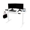 Electric Standing Desk 140cm x 60cm White Height Adjustable Ergonomic Sit to Stand Computer Workstation Built In Drawer USB A & C Charging Cable Holes & Tray Bag Hook Office Table Memory Smart Panel