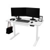 Electric Standing Desk 120 x 60cm White Height Adjustable Ergonomic Sit Stand Computer Workstation Built In Drawer USB A & C Charging Cable Holes & Tray Bag Hook Office Table Timer Memory Smart Panel