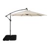3m Cream LED Cantilever Parasol with Square Base + Garden Hanging Canvas Hammock Swing Chair Bundle