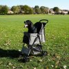Pet Stroller Pushchair Woven Grey Carrier Foldable Trolley Travel Cart 15kg Capacity 4 Wheels Brakes Cat Dog Safety Hook Leash Cushion Canopy Mesh Windows Basket Cup Holders & Waterproof Rain Cover