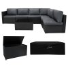 Rattan Modular 7 Piece Furniture Set & 700L Storage Box - Black