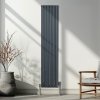 Oval Column Radiator 1800mm x 360mm & TRV Chrome Valves Designer Double Panel Central Heating Heater Anthracite Grey Steel Vertical Kitchen Living Room FREE Cleaning Brush Fixing Kit & Brackets