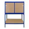 Garage Workbench Blue Pegboard Drawer Shelves LED Light Heavy Duty Steel Wooden Workshop Industrial Shed DIY Work Table Desk Tool Storage Station Unit 370kg Total Capacity 40 Hooks Rubber Mallet