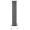 Flat Single Column Radiator & Valves - 1600mm x 280mm - Anthracite Grey