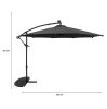 LED Cantilever Parasol 3m With Half Fan Base - Grey