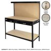 Garage Workbench With Pegboard Drawer Heavy Duty Bench Steel Tool Storage Station Unit With Shelves FREE 40 Hooks DIY Workshop Industrial Metal Work-table Worktop Black
