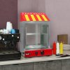 Hot Dog Steamer Cooker Electric Warmer Stainless Steel Machine Commercial Sliding Glass Doors Removable Solid Shelf 2 Grated Trays Adjustable Thermostat 30C - 110C 2000W FREE Tongs 3 Sauce Bottles