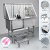 Dog Grooming Bath Stainless Steel 400mm Professional Pet Washing Station Large Groomer Bathing Tub Cleaning Metal Shower Walk In | FREE Gloves | With Faucet And Drainage Kit