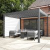 Anthracite Aluminium Pergola With White Blinds - 3m x 4m