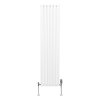 Oval Column Radiator 1600mm x 360mm & TRV Chrome Valves Modern Designer Double Panel Central Heating Heater White Steel Vertical Kitchen Living Room FREE Cleaning Brush Fixing Kit & Brackets