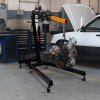 Engine Crane 2 Tonne Ton 2000kg Hydraulic Pump Handle Folding Legs Hoist Lift Jack Stand Handle 6 Portable Heavy Duty Wheels Workshop Garage 4 JIB Positions Chain Hook Black Powder Coated Steel