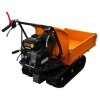 Mini Dumper Tracked Power Barrow Petrol Transporter 300kg 196cc 6.5HP Drop Side Front Cargo Manual Gas Sprung Tipping 4 Speed Gears 3 Forward 1 Reverse Safety Brake Steel Skip Loader 2 FREE Ramps