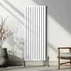 Oval Column Radiator 1600mm x 600mm Modern Designer Double Panel Central Heating Heater Gloss White Carbon Steel Vertical Kitchen Living Room Bathroom FREE Cleaning Brush Fixing Kit & Brackets