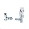 Thermostatic Radiator Valves Brass Polished Chrome Angled TRV Set Lockshield 1/2