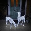Light Up Reindeer White Stag And Doe Set Christmas Decoration Figure Cool LEDs Ornament Indoor Or Outdoor Use Glitter Large