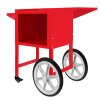 Popcorn Machine Maker Cart Professional Concession Catering Trolley Retro Red Stainless Steel Built In Handle 4 Wheels 2 Parking Brakes Easy Mobility Large Hidden Storage Detachable Shelf