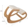 Ergonomic Kneeling Chair Wooden Oak White Linen Fabric 8cm Thick Padded Cushion Office Home Rocking Orthopaedic Posture Stool Back Knee Support 120kg Capacity FREE Keyboard and Mouse Wrist Rest Pads