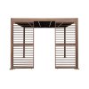 Wood Effect Aluminium Pergola With LED Lights & 2 x Side Panels - 3m x 3m