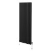 Oval Column Radiator 1800mm x 600mm & TRV Chrome Valves Modern Designer Double Panel Central Heating Heater Black Steel Vertical Kitchen Living Room FREE Cleaning Brush Fixing Kit & Brackets
