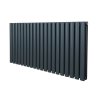 Oval Column Radiator 600mm x 1200mm Modern Designer Double Panel Central Heating Heater Matt Anthracite Grey Carbon Steel Horizontal Kitchen Living Room FREE Cleaning Brush Fixing Kit & Brackets
